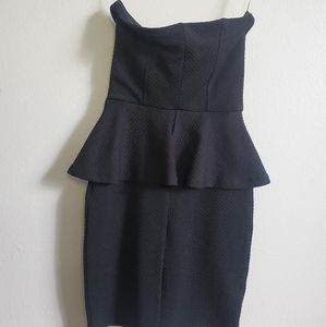 Black strapless mini dress